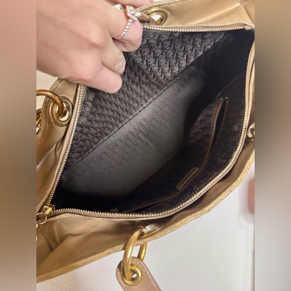 With COA. Dior Tan Quilted Tote Bag - Picture 7 of 11